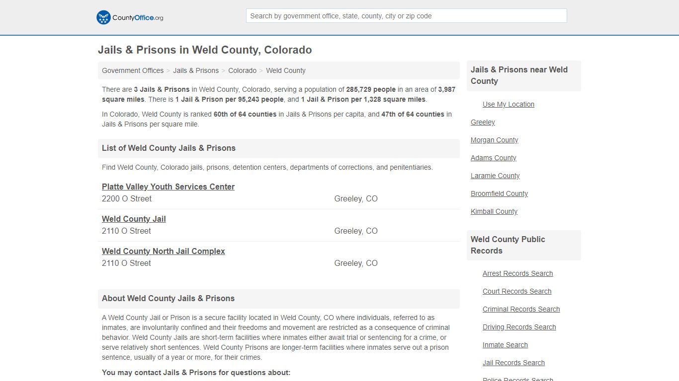 Jails & Prisons - Weld County, CO (Inmate Rosters & Records)
